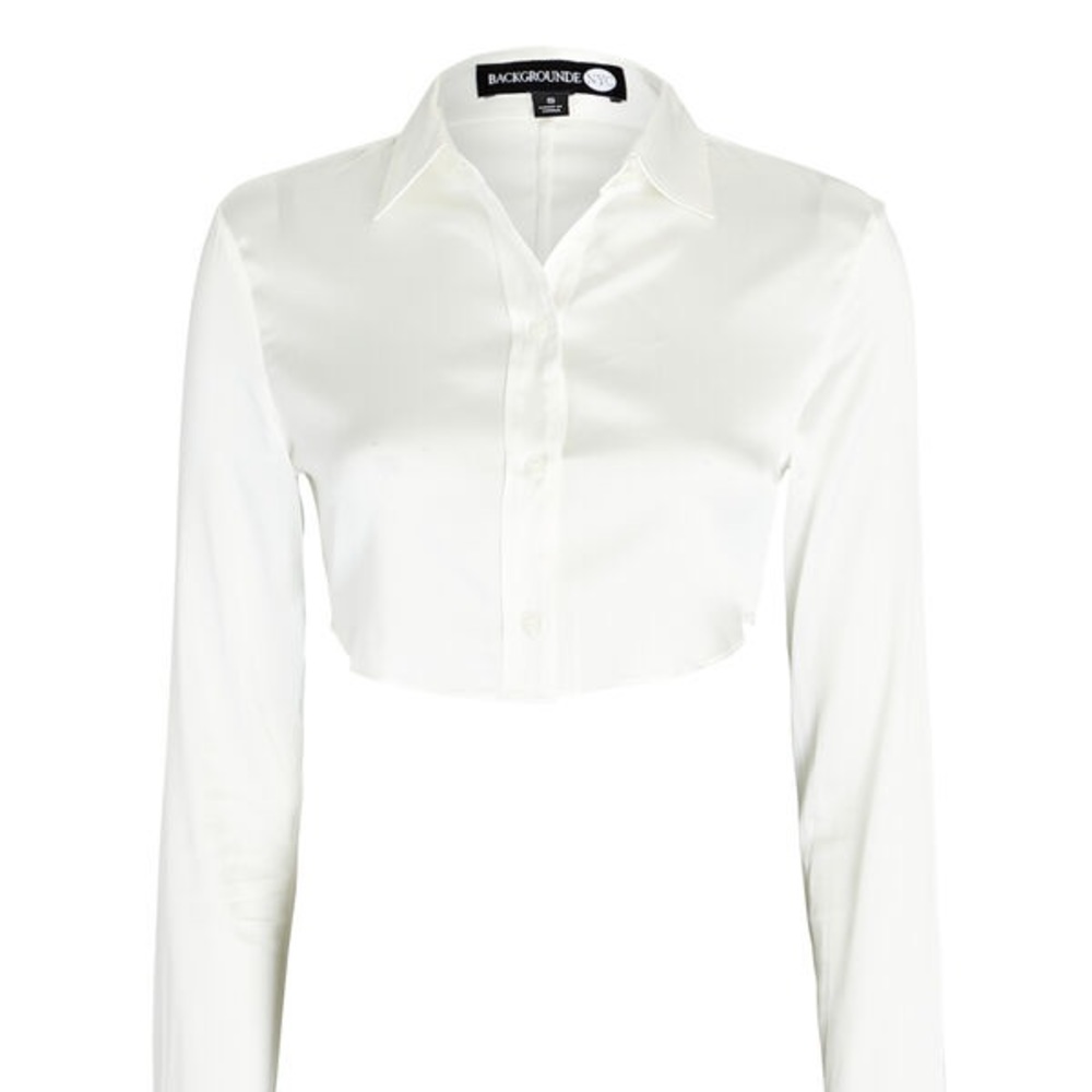 BACKGROUNDE NYC
Uma Cropped Silk-Blend Shirt